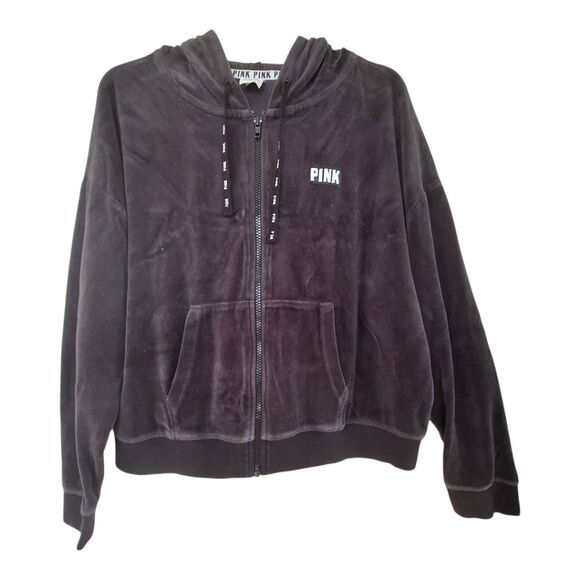 Velour ZipUp Hoodie VS PINK Size L - Picture 1 of 10